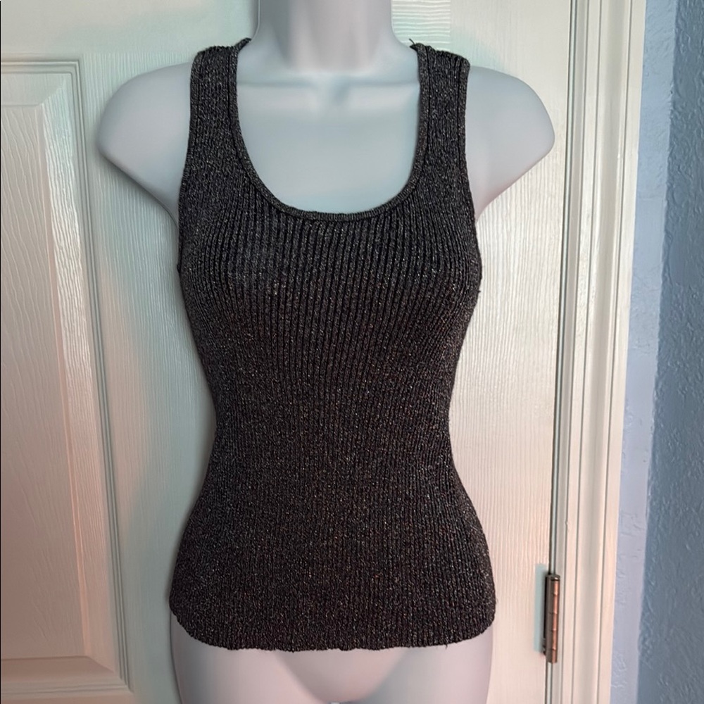 No Boundaries metallic gray Fitted Ribbed Tank Top